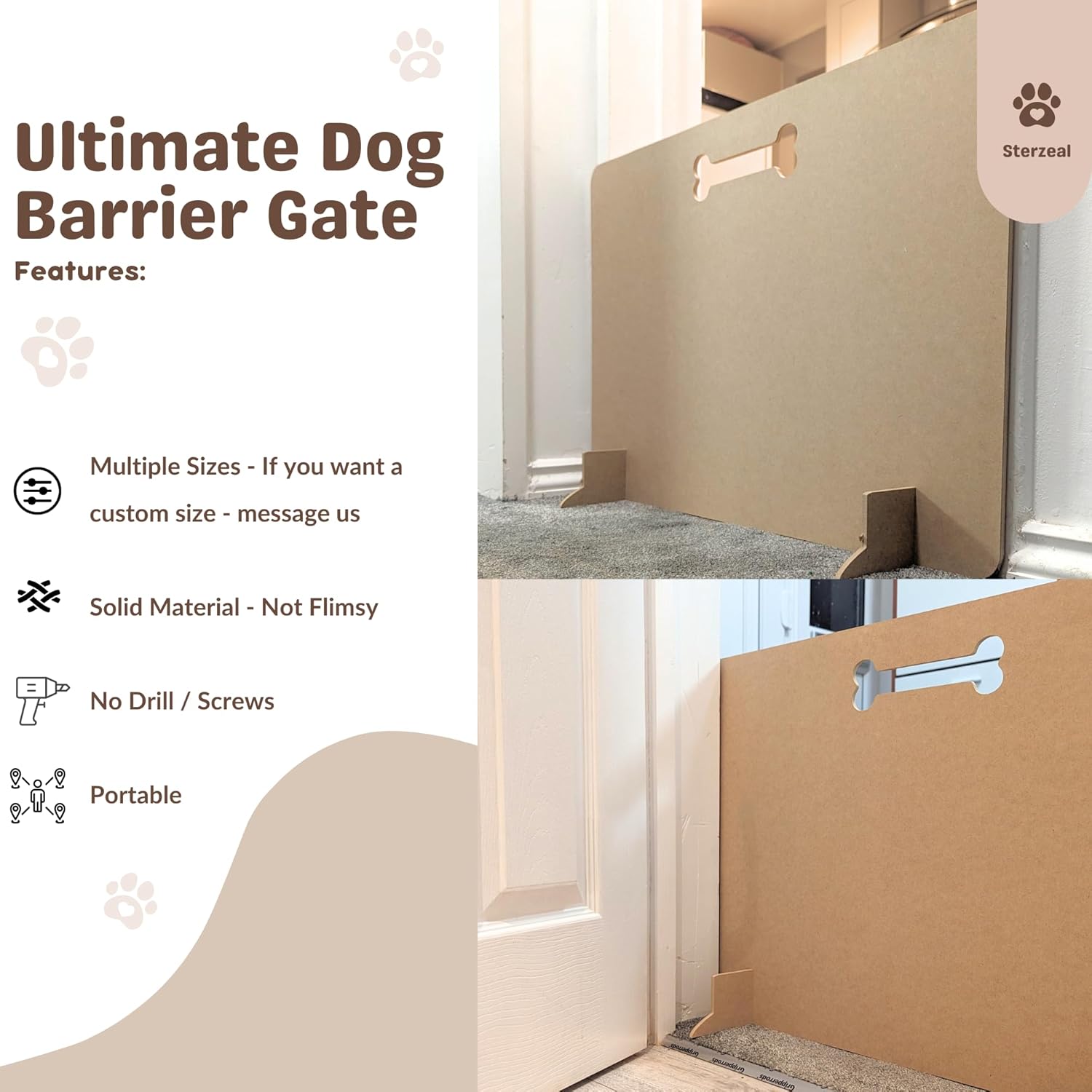 Barrière pour chien pour escaliers, barrière pour chien | Barrière portable en bois pour animaux de compagnie | Sans perceuse, barrière de voyage pour chiots pour escaliers et portes