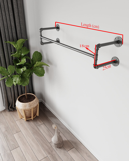 Heavy Duty Clothes Rail Industrial Pipe Wall Mounted Clothing Racks by Adro, a custom-made clothes hanger rack