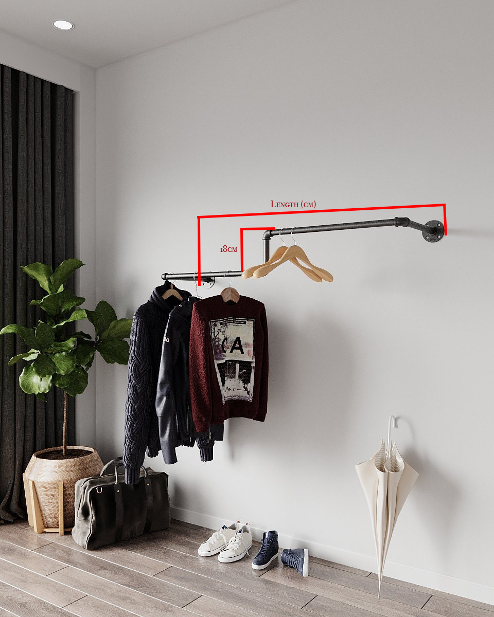 Hais Garment Rack in wall-mounted design, the ultimate showcase solution for apparel display.