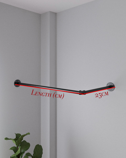 Nejso Corner Clothes Rail, showcasing its industrial pipe design and corner-fitting structure.