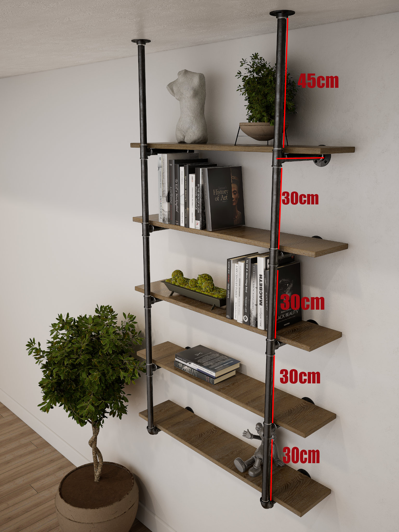 Industrial Floating Shelves Frame Tiered Shelving Unit 