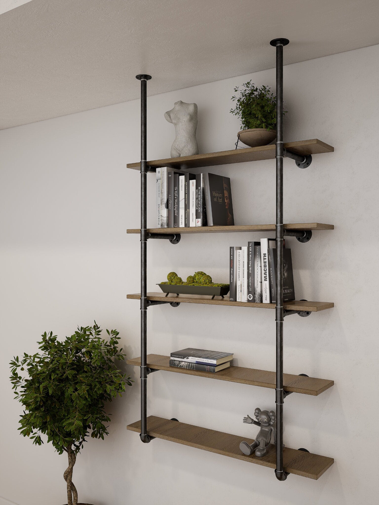 Industrial Floating Shelves Frame Tiered Shelving Unit 